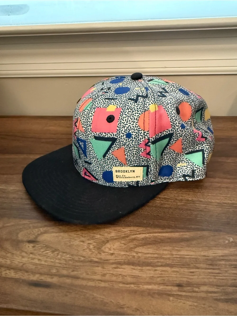 Brooklyn Multi-Color Geometric Snapback Hat with Black Brim